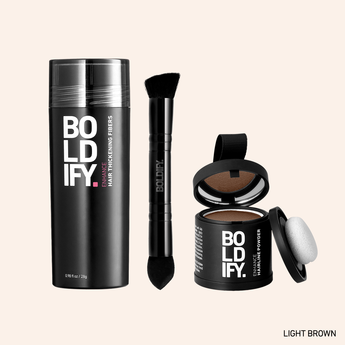 Light Brown Hair Thickening Fibers and Hairline Powder BOLDIFY