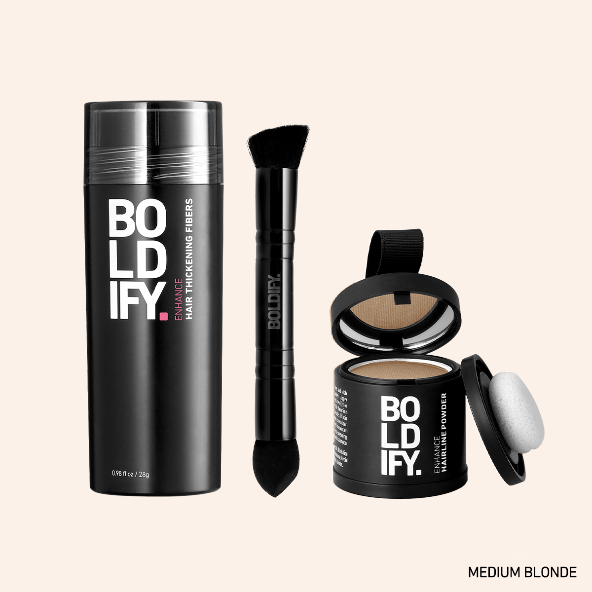 Medium Blonde Hair Thickening Fibers and Hairline Powder BOLDIFY