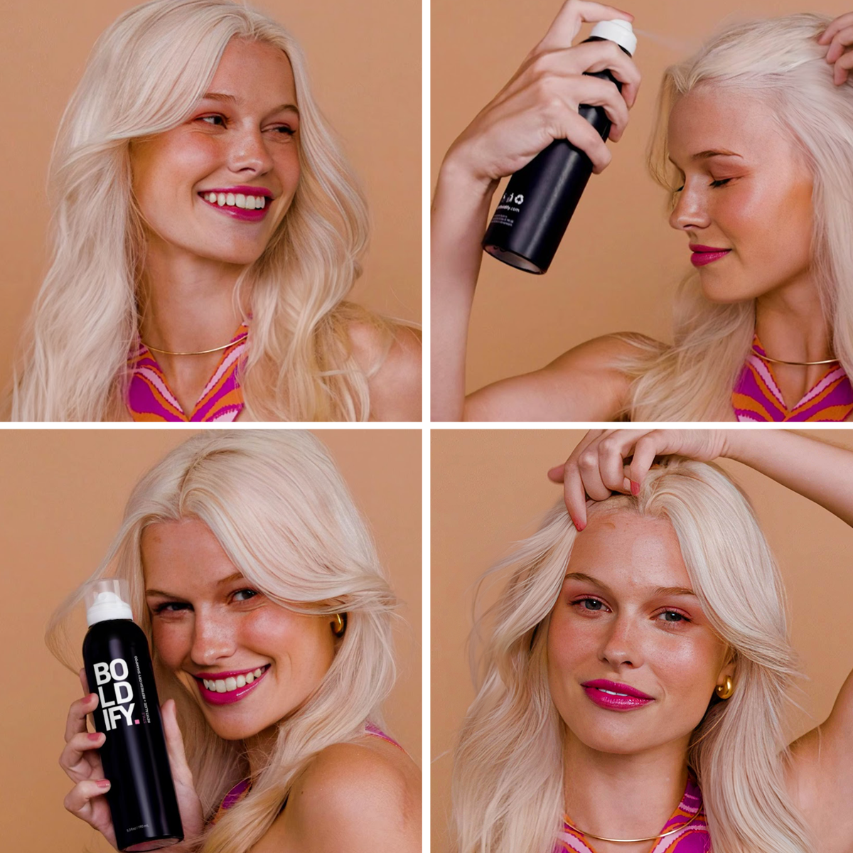Girl Using Revitalize Refresh Dry Shampoo