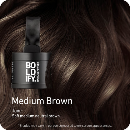 BOLDIFY Root Touch Up Powder with Brush, Covers Thinning Hair & Grays, Water-Resistant